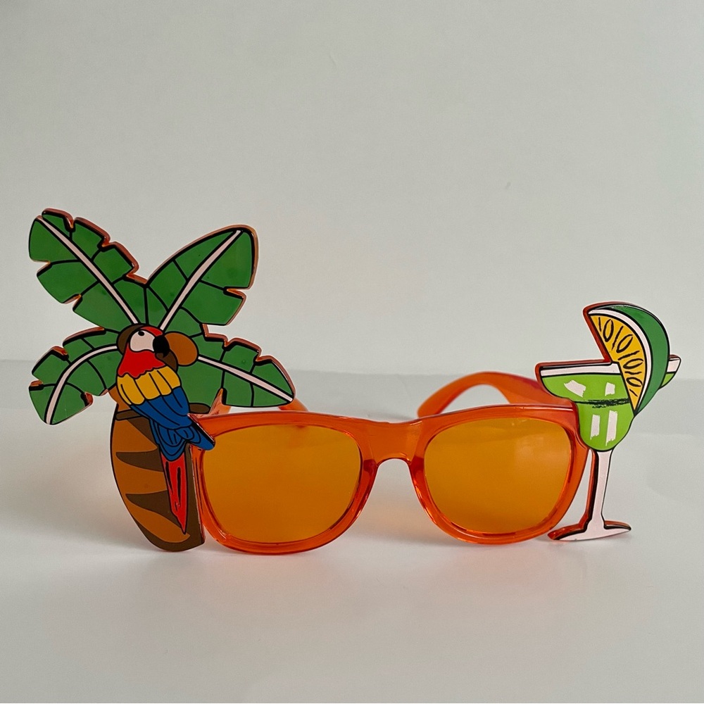 Novelty Tropical Palm Tree Parrot and Cocktail Sunglasses